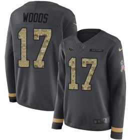 Wholesale Cheap Nike Rams #17 Robert Woods Anthracite Salute to Service Women\'s Stitched NFL Limited Therma Long Sleeve Jersey