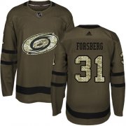Wholesale Cheap Adidas Hurricanes #31 Anton Forsberg Green Salute to Service Stitched Youth NHL Jersey