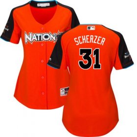 Wholesale Cheap Nationals #31 Max Scherzer Orange 2017 All-Star National League Women\'s Stitched MLB Jersey