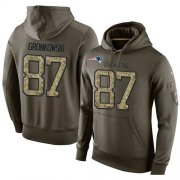 Wholesale Cheap NFL Men's Nike New England Patriots #87 Rob Gronkowski Stitched Green Olive Salute To Service KO Performance Hoodie