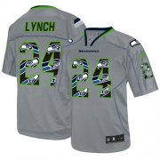 Wholesale Cheap Nike Seahawks #24 Marshawn Lynch New Lights Out Grey Men's Stitched NFL Elite Jersey