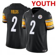 Cheap Youth Pittsburgh Steelers #2 Justin Fields Black 2023 F.U.S.E. Vapor Untouchable Limited Football Stitched Jersey
