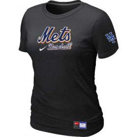 Wholesale Cheap Women\'s New York Mets Nike Short Sleeve Practice MLB T-Shirt Black