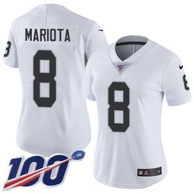 Wholesale Cheap Nike Raiders #8 Marcus Mariota White Women\'s Stitched NFL 100th Season Vapor Untouchable Limited Jersey