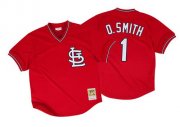Wholesale Cheap Mitchell And Ness 1996 Cardinals #1 Ozzie Smith Red Stitched MLB Jersey