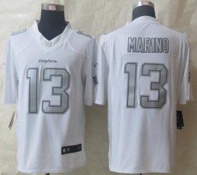 Wholesale Cheap Nike Dolphins #13 Dan Marino White Men\'s Stitched NFL Limited Platinum Jersey