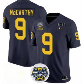 Cheap Men\'s Michigan Wolverines #9 J.J. McCarthy 2024 F.U.S.E. Navy National Championship Stitched Jersey