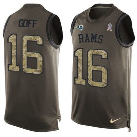 Wholesale Cheap Nike Rams #16 Jared Goff Green Men\'s Stitched NFL Limited Salute To Service Tank Top Jersey