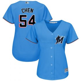 Wholesale Cheap Marlins #54 Wei-Yin Chen Blue Alternate Women\'s Stitched MLB Jersey