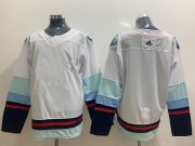 Wholesale Cheap Youth Seattle Kraken Blank Navy White Stitched Adidas NHL Jersey