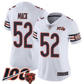 Wholesale Cheap Nike Bears #52 Khalil Mack White Women\'s Stitched NFL 100th Season Vapor Limited Jersey