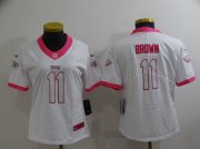 Wholesale Cheap Women's Philadelphia Eagles #11 A. J. Brown Pink White Stitched Football Jersey(Run Small)