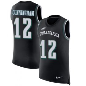 Wholesale Cheap Nike Eagles #12 Randall Cunningham Black Alternate Men\'s Stitched NFL Limited Rush Tank Top Jersey