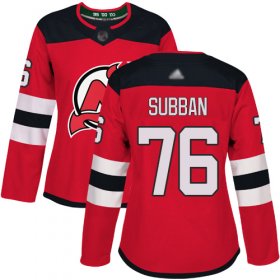 Wholesale Cheap Adidas Devils #76 P.K. Subban Red Home Authentic Women\'s Stitched NHL Jersey