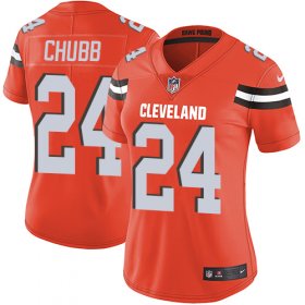 Wholesale Cheap Nike Browns #24 Nick Chubb Orange Alternate Women\'s Stitched NFL Vapor Untouchable Limited Jersey