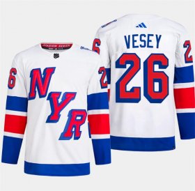 Cheap Men\'s New York Rangers #26 Jimmy Vesey White 2024 Stadium Series Stitched Jersey