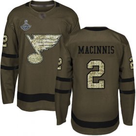 Wholesale Cheap Adidas Blues #2 Al MacInnis Green Salute to Service Stanley Cup Champions Stitched NHL Jersey