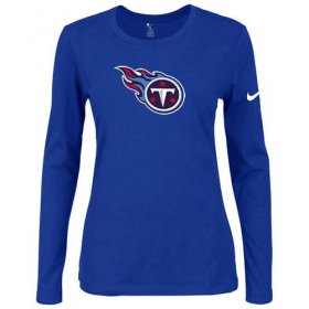 Wholesale Cheap Women\'s Nike Tennessee Titans Of The City Long Sleeve Tri-Blend NFL T-Shirt Blue