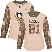 Wholesale Cheap Adidas Penguins #81 Phil Kessel Camo Authentic 2017 Veterans Day Women's Stitched NHL Jersey