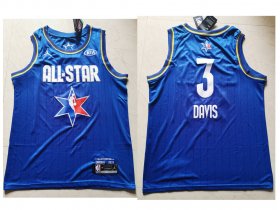 Wholesale Cheap Men\'s Los Angeles Lakers #3 Anthony Davis Blue Jordan Brand 2020 All-Star Game Swingman Stitched NBA Jersey