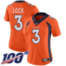 Wholesale Cheap Nike Broncos #3 Drew Lock Orange Team Color Women\'s Stitched NFL 100th Season Vapor Limited Jersey