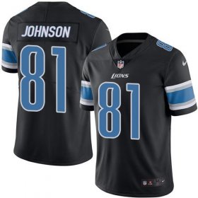 Wholesale Cheap Nike Lions #81 Calvin Johnson Black Men\'s Stitched NFL Limited Rush Jersey