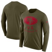 Wholesale Cheap Men's San Francisco 49ers Nike Olive Salute to Service Sideline Legend Performance Long Sleeve T-Shirt