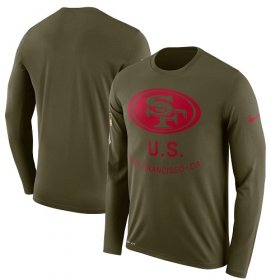 Wholesale Cheap Men\'s San Francisco 49ers Nike Olive Salute to Service Sideline Legend Performance Long Sleeve T-Shirt