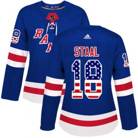 Wholesale Cheap Adidas Rangers #18 Marc Staal Royal Blue Home Authentic USA Flag Women\'s Stitched NHL Jersey