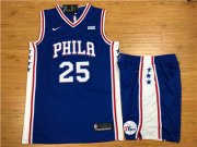 Wholesale Cheap Nike Philadelphia 76ers #25 Ben Simmons Blue Swingman Jersey(With Shorts)