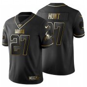 Wholesale Cheap Cleveland Browns #27 Kareem Hunt Men's Nike Black Golden Limited NFL 100 Jersey