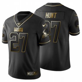 Wholesale Cheap Cleveland Browns #27 Kareem Hunt Men\'s Nike Black Golden Limited NFL 100 Jersey