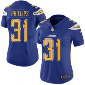 Wholesale Cheap Nike Chargers #31 Adrian Phillips Electric Blue Women\'s Stitched NFL Limited Rush Jersey