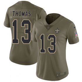 Wholesale Cheap Nike Saints #13 Michael Thomas Olive Women\'s Stitched NFL Limited 2017 Salute to Service Jersey