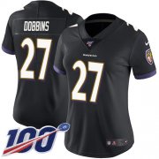 Wholesale Cheap Nike Ravens #27 J.K. Dobbins Black Alternate Women's Stitched NFL 100th Season Vapor Untouchable Limited Jersey