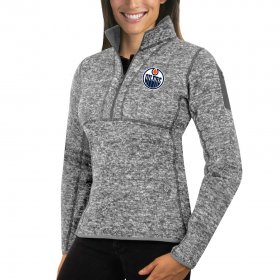 Wholesale Cheap Edmonton Oilers Antigua Women\'s Fortune 1/2-Zip Pullover Sweater Black