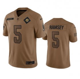 Wholesale Cheap Men\'s Miami Dolphins #5 Jalen Ramsey 2023 Brown Salute To Service Limited Football Stitched Jersey