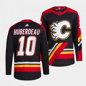 Wholesale Cheap Men\'s Calgary Flames #10 Jonathan Huberdeau Black 2022-23 Reverse Retro Stitched Jersey