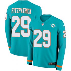 Wholesale Cheap Nike Dolphins #29 Minkah Fitzpatrick Aqua Green Team Color Men\'s Stitched NFL Limited Therma Long Sleeve Jersey