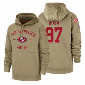 Wholesale Cheap San Francisco 49ers #97 Nick Bosa Nike Tan 2019 Salute To Service Name & Number Sideline Therma Pullover Hoodie