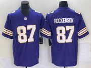 Wholesale Cheap Men's Minnesota Vikings #87 TJ Hockenson Purple 2023 FUSE Vapor Limited Throwback Stitched Jersey