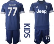 Wholesale Cheap Youth 2020-2021 club Juventus away blue 77 Soccer Jerseys