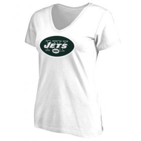 Wholesale Cheap Women\'s New York Jets Pro Line Primary Team Logo Slim Fit T-Shirt White