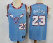 Wholesale Cheap Men's Chicago Bulls #23 Michael Jordan Blue 2020 City Edition NBA Swingman Jersey With The Sponsor Logo