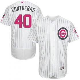 Wholesale Cheap Cubs #40 Willson Contreras White(Blue Strip) Flexbase Authentic Collection Mother\'s Day Stitched MLB Jersey