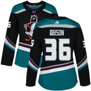 Wholesale Cheap Adidas Ducks #36 John Gibson Black/Teal Alternate Authentic Women's Stitched NHL Jersey