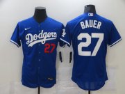 Wholesale Cheap Men's Los Angeles Dodgers #27 Trevor Bauer Blue Stitched MLB Flex Base Nike Jersey