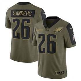Wholesale Cheap Men\'s Philadelphia Eagles #26 Miles Sanders Nike Olive 2021 Salute To Service Limited Player Jersey
