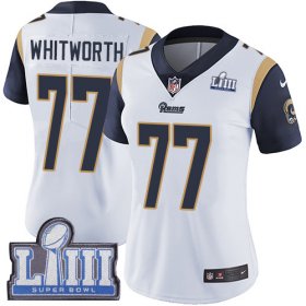 Wholesale Cheap Nike Rams #77 Andrew Whitworth White Super Bowl LIII Bound Women\'s Stitched NFL Vapor Untouchable Limited Jersey
