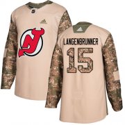 Wholesale Cheap Adidas Devils #15 Jamie Langenbrunner Camo Authentic 2017 Veterans Day Stitched NHL Jersey